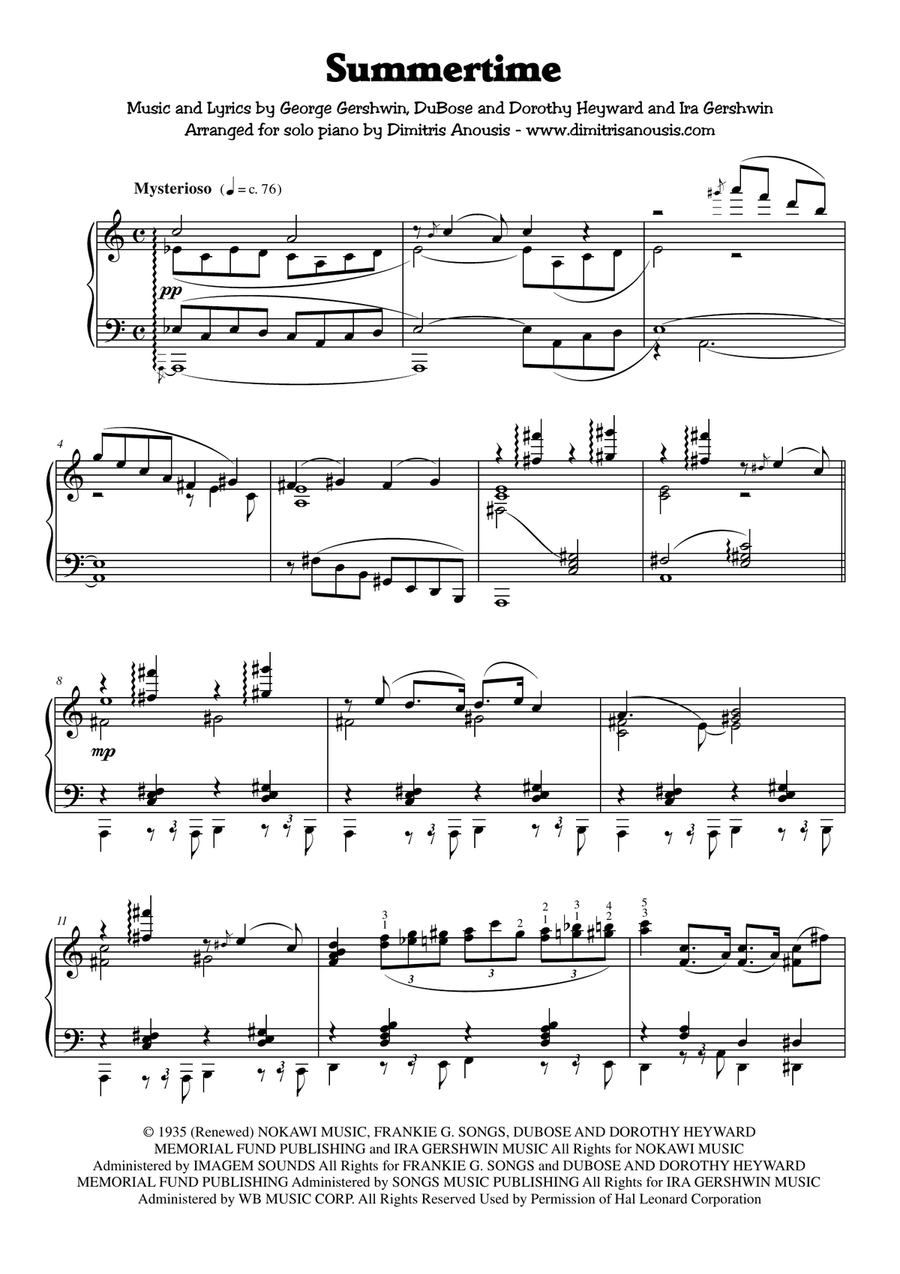 Summertime Piano Solo scores gallery preview page 2