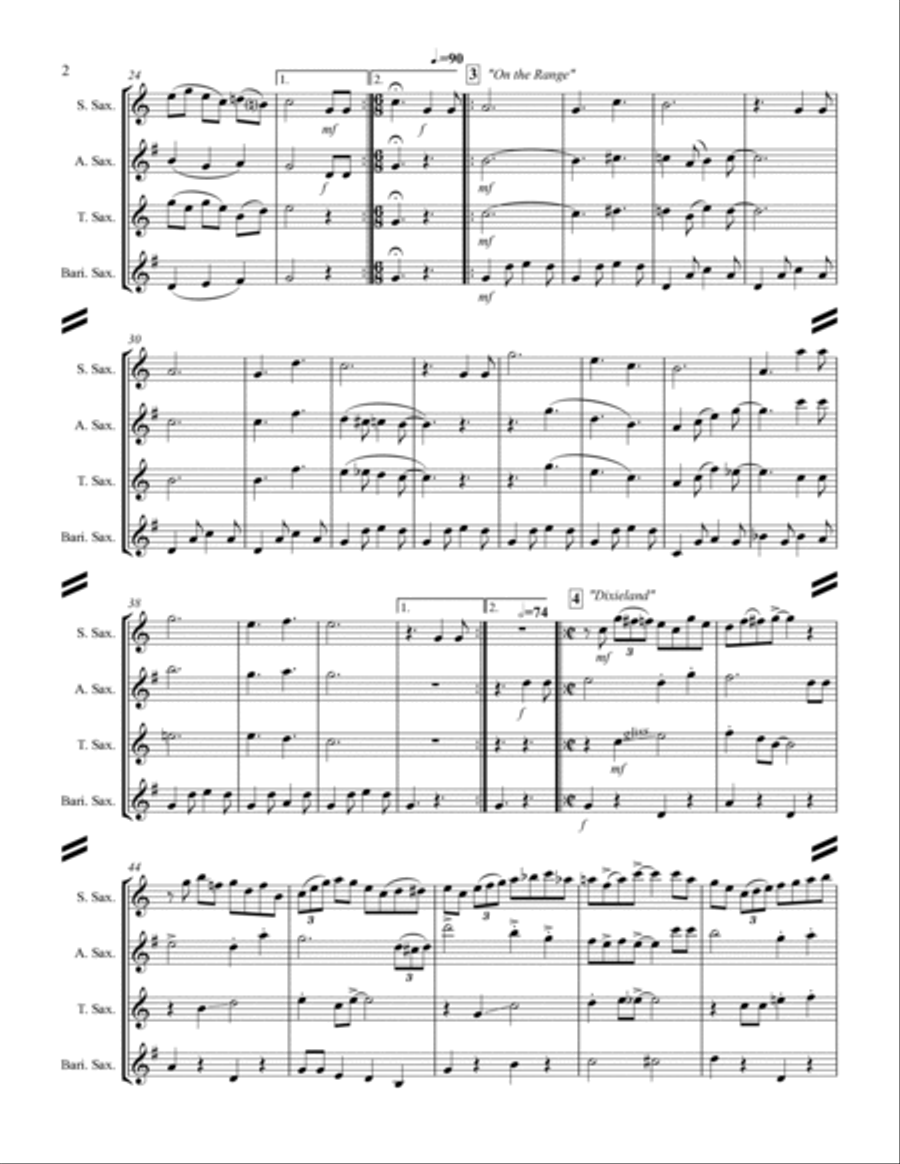 Happy Birthday and Stylistic Variations (for Saxophone Quartet SATB or AATB) Saxophone Quartet scores gallery preview page 3