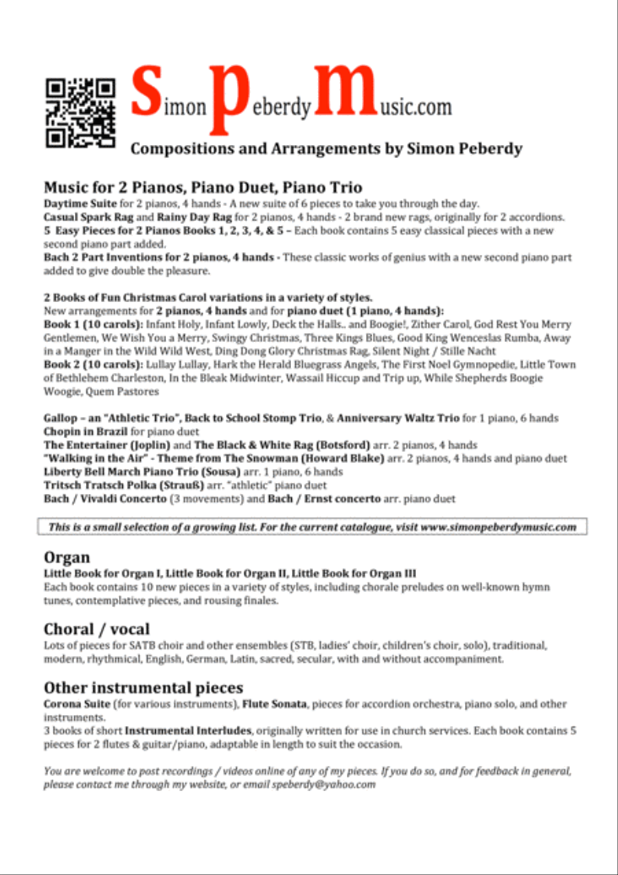 Lullay, Lullay; Christmas Carol Variations on the Coventry Carol, for Piano Duet Arr. Simon Peberdy 1 Piano, 4-Hands scores gallery preview page 2
