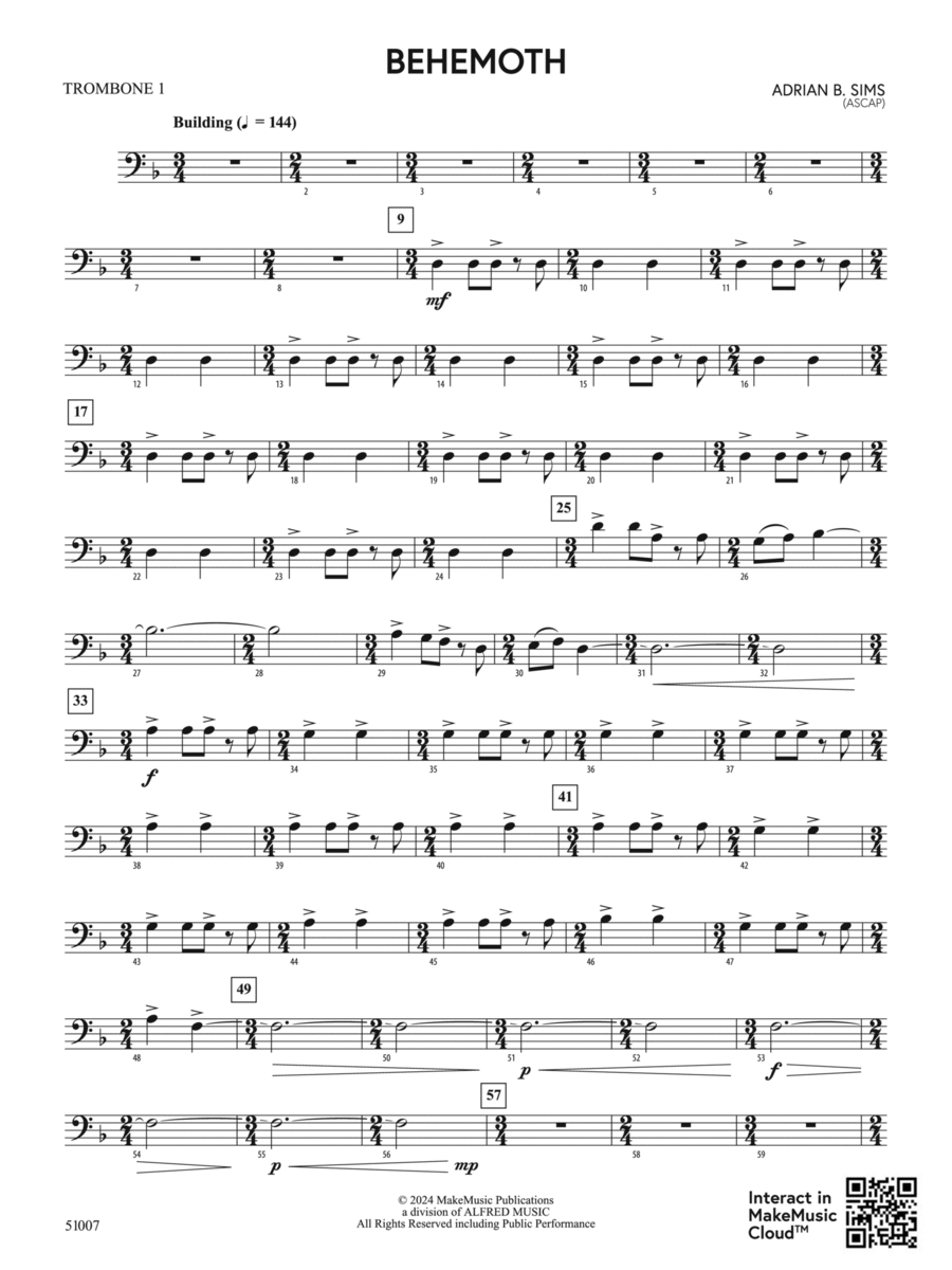 Behemoth: 1st Trombone Behemoth: 1st Trombone Concert Band scores gallery preview page 1