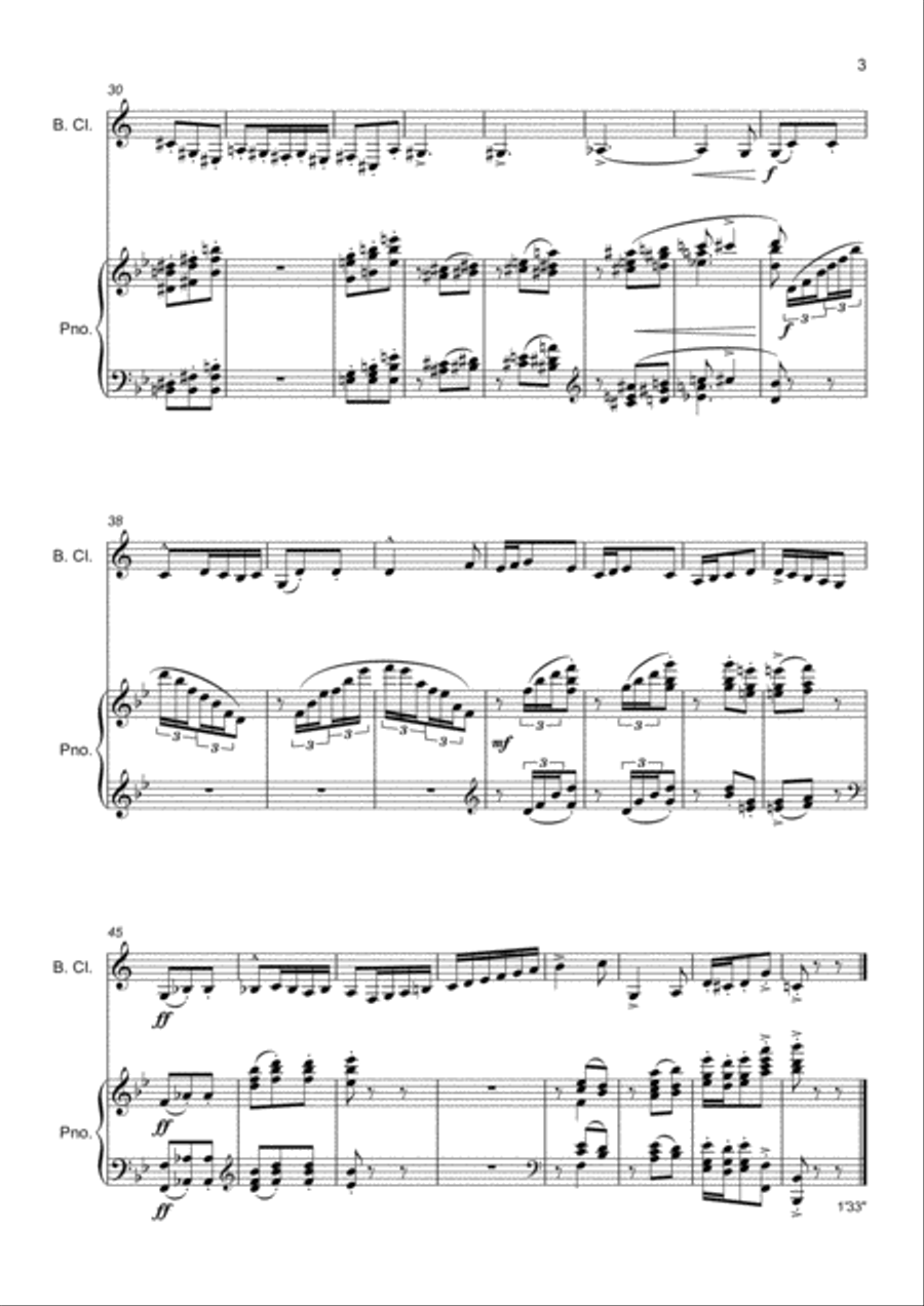 The Elephant from The Carnival of the Animals (Bass clarinet and Piano) Bass Clarinet scores gallery preview page 3