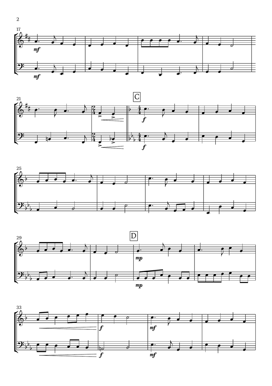 Deck The Halls (Clarinet and Bassoon) | Christmas Carol Woodwind Duet scores gallery preview page 2