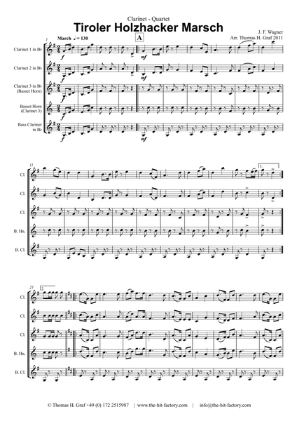 Tiroler Holzhacker Marsch - German Polka March - Oktoberfest - Clarinet Quartet image number null