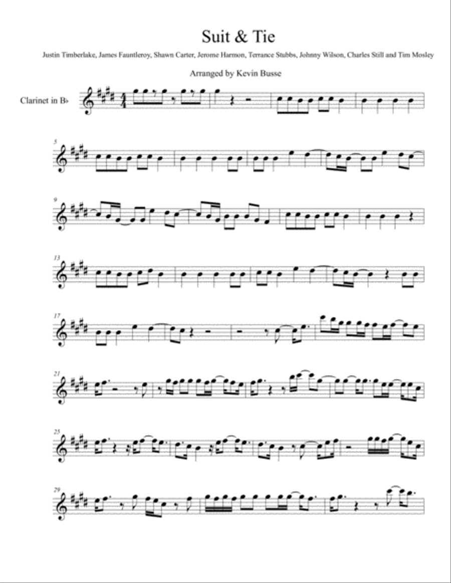 Suit & Tie Clarinet Solo scores gallery preview page 1