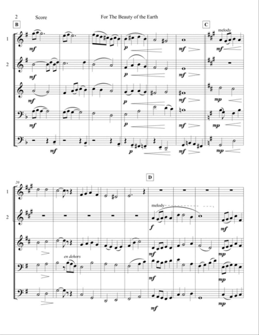 For the Beauty of the Earth (Brass Quintet) image number null