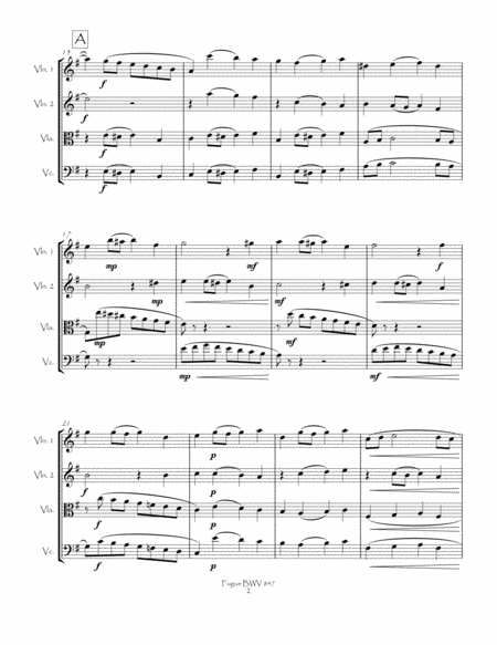 Fugue BWV 847 from the Well-Tempered Clavier, Book 1 for String Quartet image number null