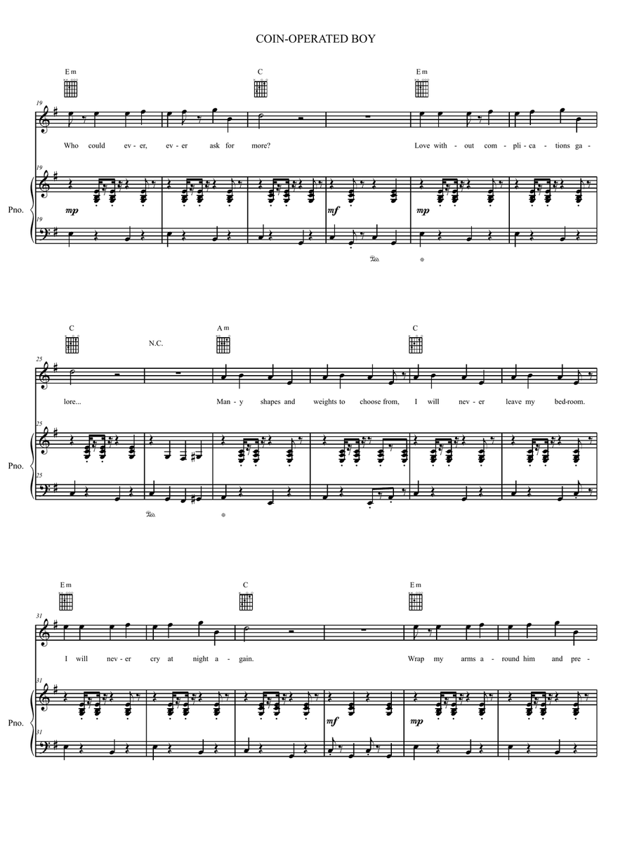 Coin-Operated Boy Piano, Vocal, Guitar scores gallery preview page 2