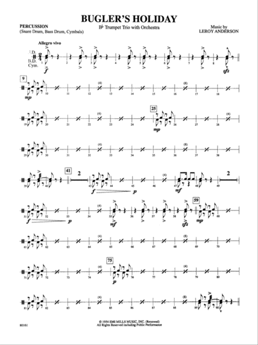 Bugler's Holiday: 1st Percussion Full Orchestra scores gallery preview page 1
