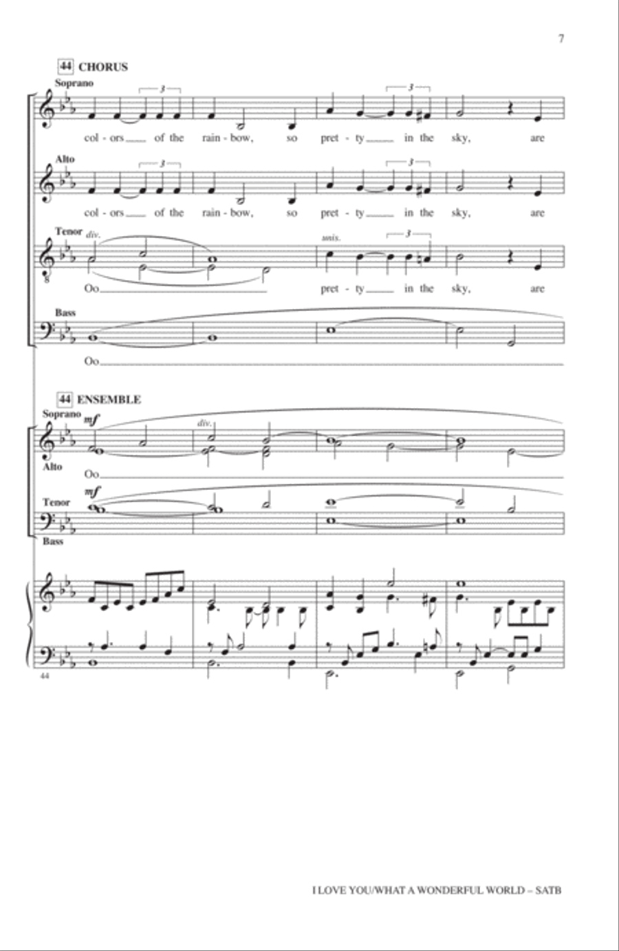 I Love You/What A Wonderful World 4-Part scores gallery preview page 6