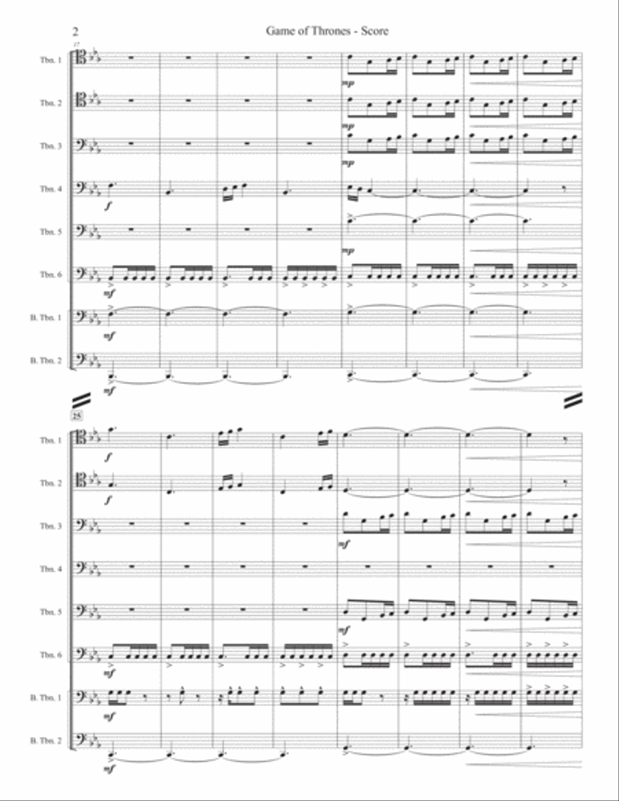 Game Of Thrones Brass Ensemble scores gallery preview page 2