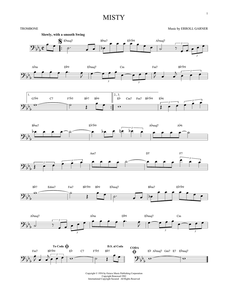 Misty Trombone Solo scores gallery preview page 1
