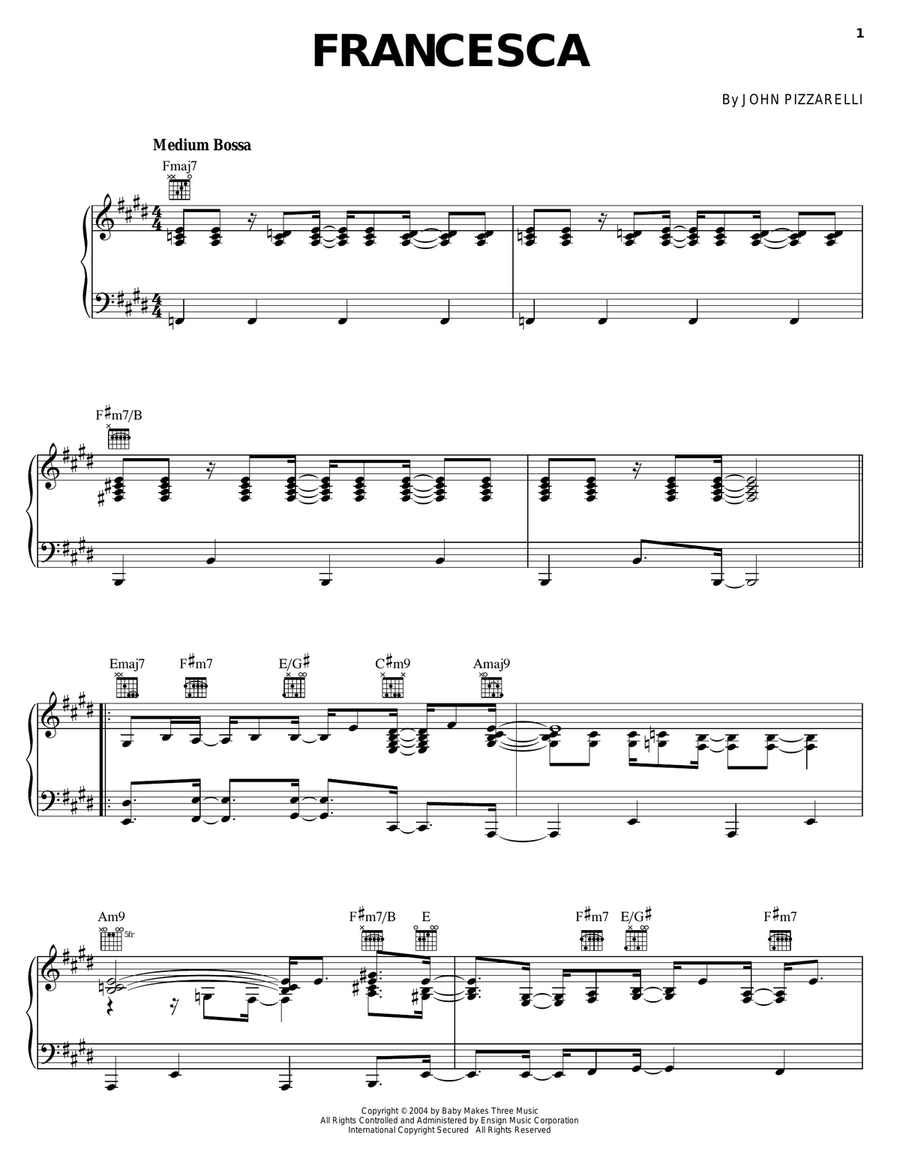 Francesca Francesca Piano, Vocal, Guitar scores gallery preview page 1