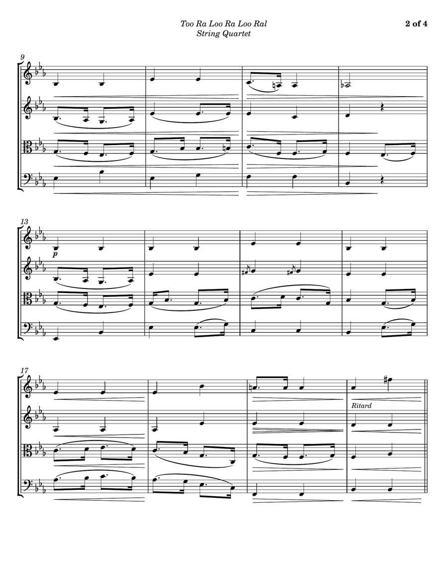 Too Ra Loo Ra Loo Ral (That's an Irish Lullaby) - String Quartet String Quartet scores gallery preview page 2