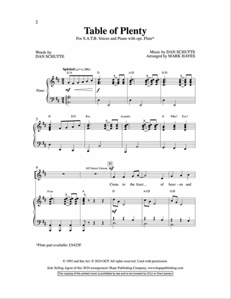 Table of Plenty 4-Part scores gallery preview page 2