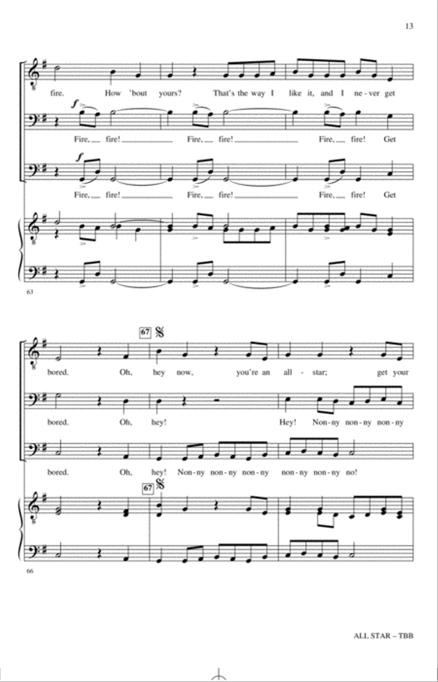 All Star (As an English Madrigal) (arr. Nathan Howe) 3-Part scores gallery preview page 12
