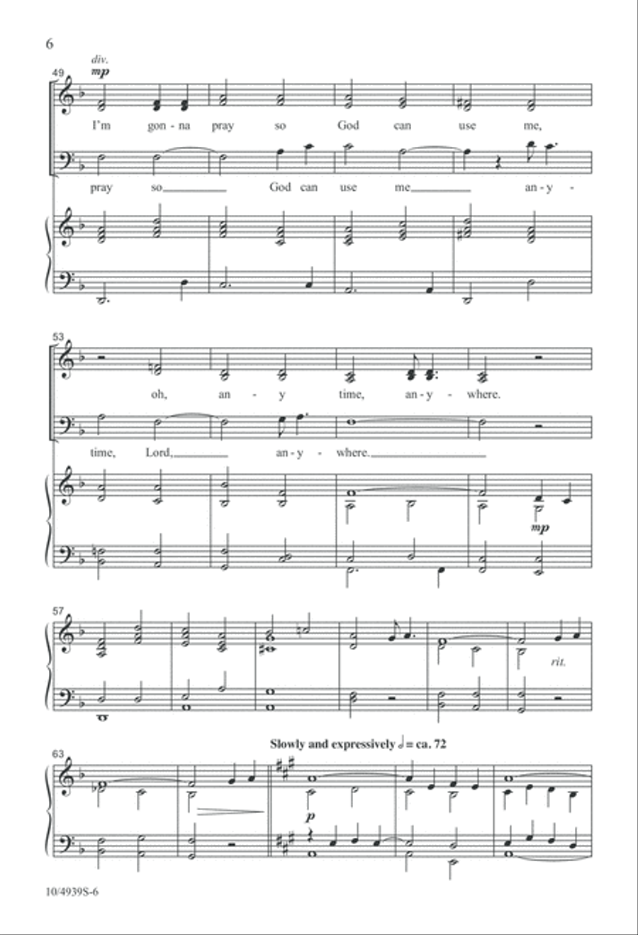 I'm Gonna Live So God Can Use Me 4-Part scores gallery preview page 6