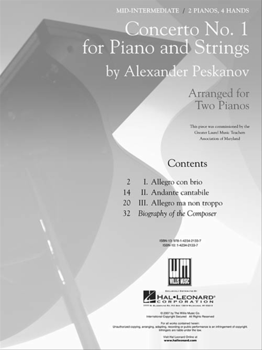 Concerto No. 1 for Piano and Strings Piano scores gallery preview page 3