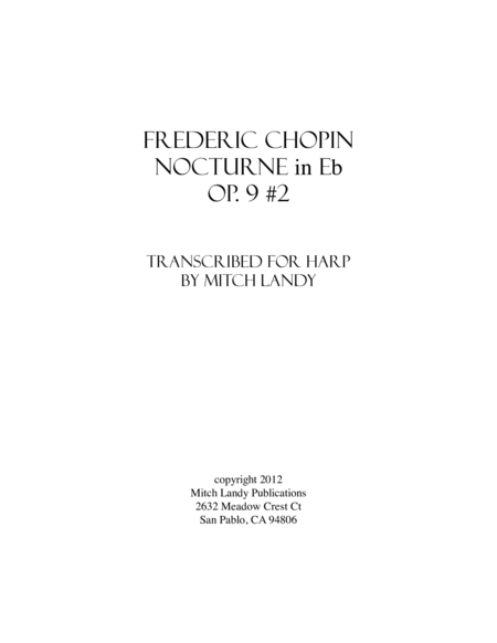 Nocturne in Eb, Op. 9 #2 by Chopin, arr. for pedal harp