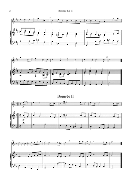 Bourree 1 & 2 from Suite No 1, BWV 1066 for flute and piano image number null
