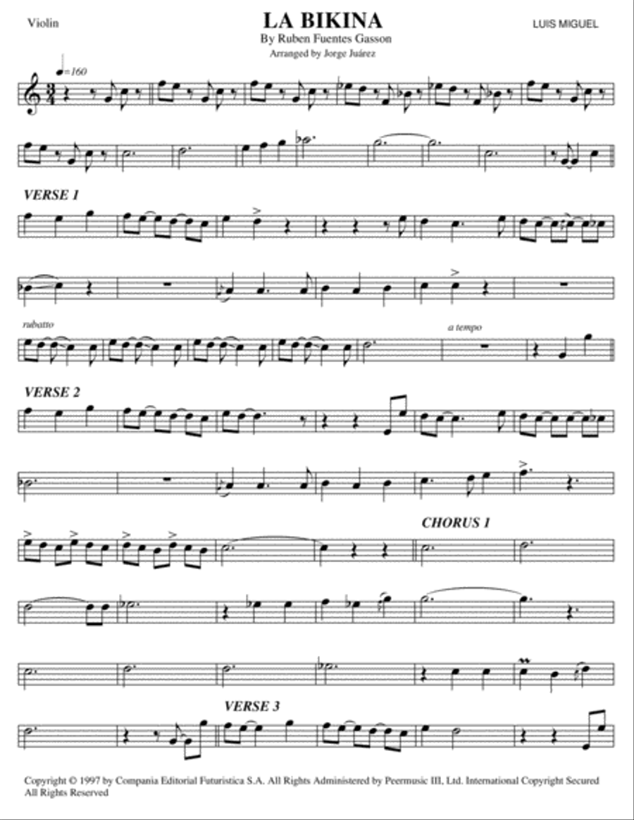 La Bikina Violin Solo scores gallery preview page 1