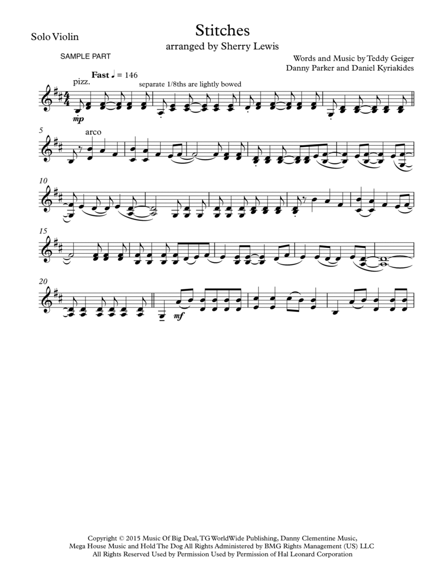 Stitches Violin Solo scores gallery preview page 1