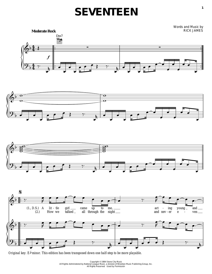 Seventeen Seventeen Piano, Vocal, Guitar scores gallery preview page 1