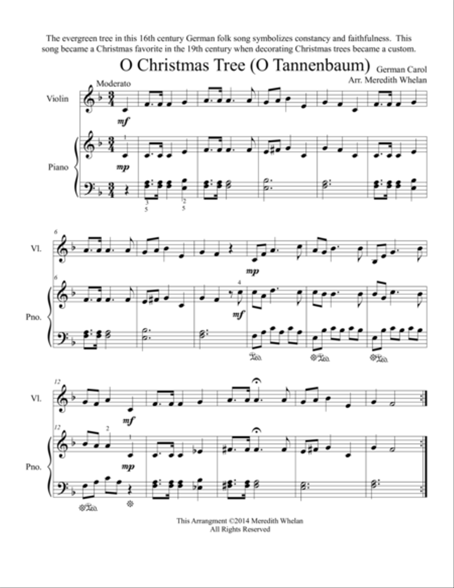 Chirstmas Duets for Violin & Piano: O Christmas Tree (O Tannenbaum) Violin Solo scores gallery preview page 1