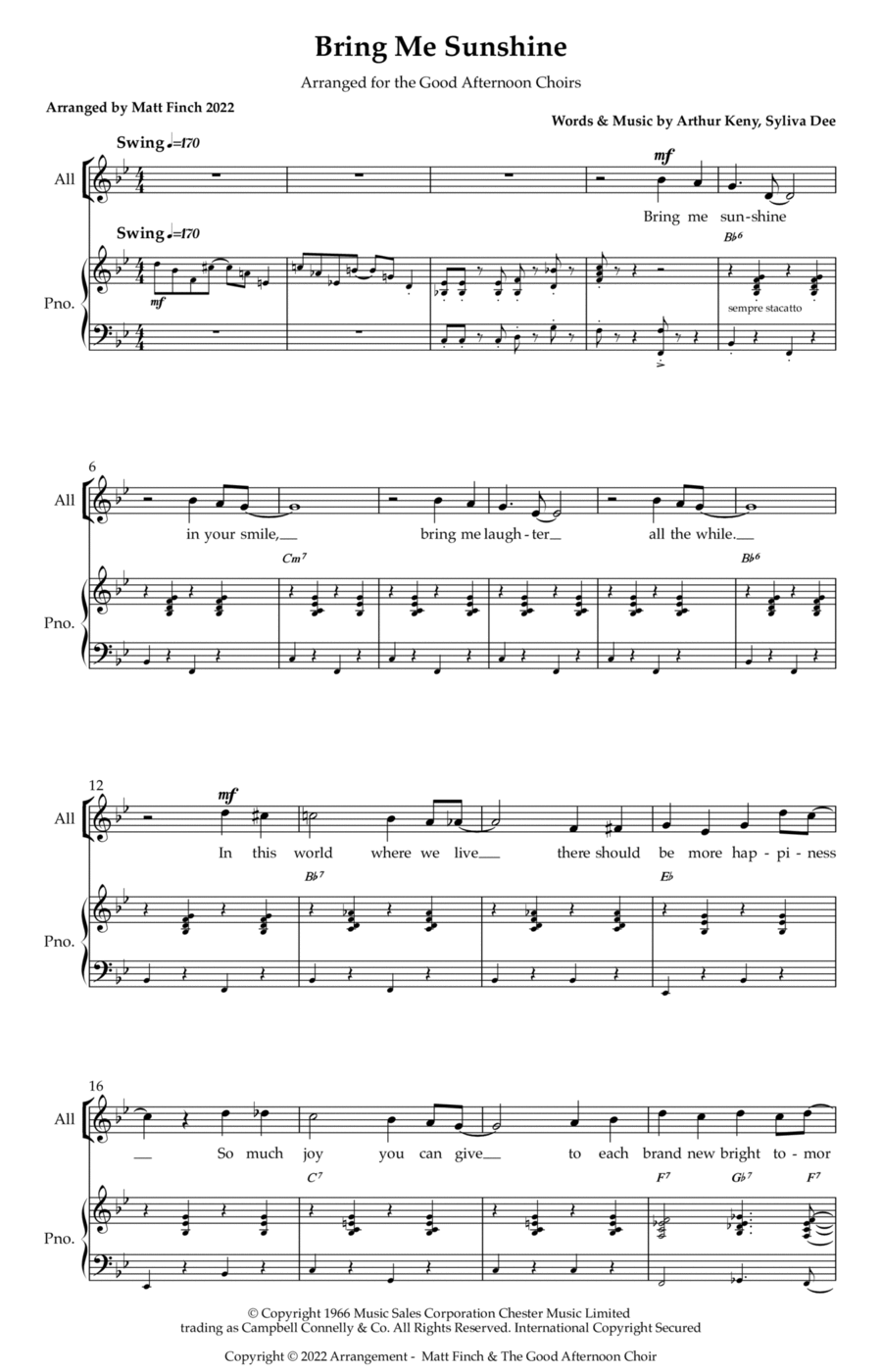 Bring Me Sunshine 3-Part scores gallery preview page 1