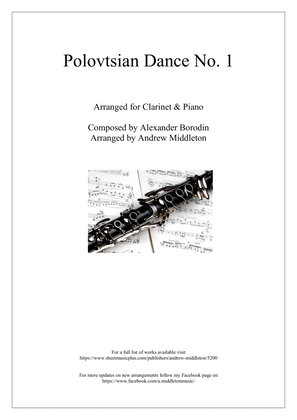Book cover for Polovtsian Dance No. 1 arranged for Clarinet and Piano