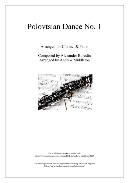 Polovtsian Dance No. 1 arranged for Clarinet and Piano image number null