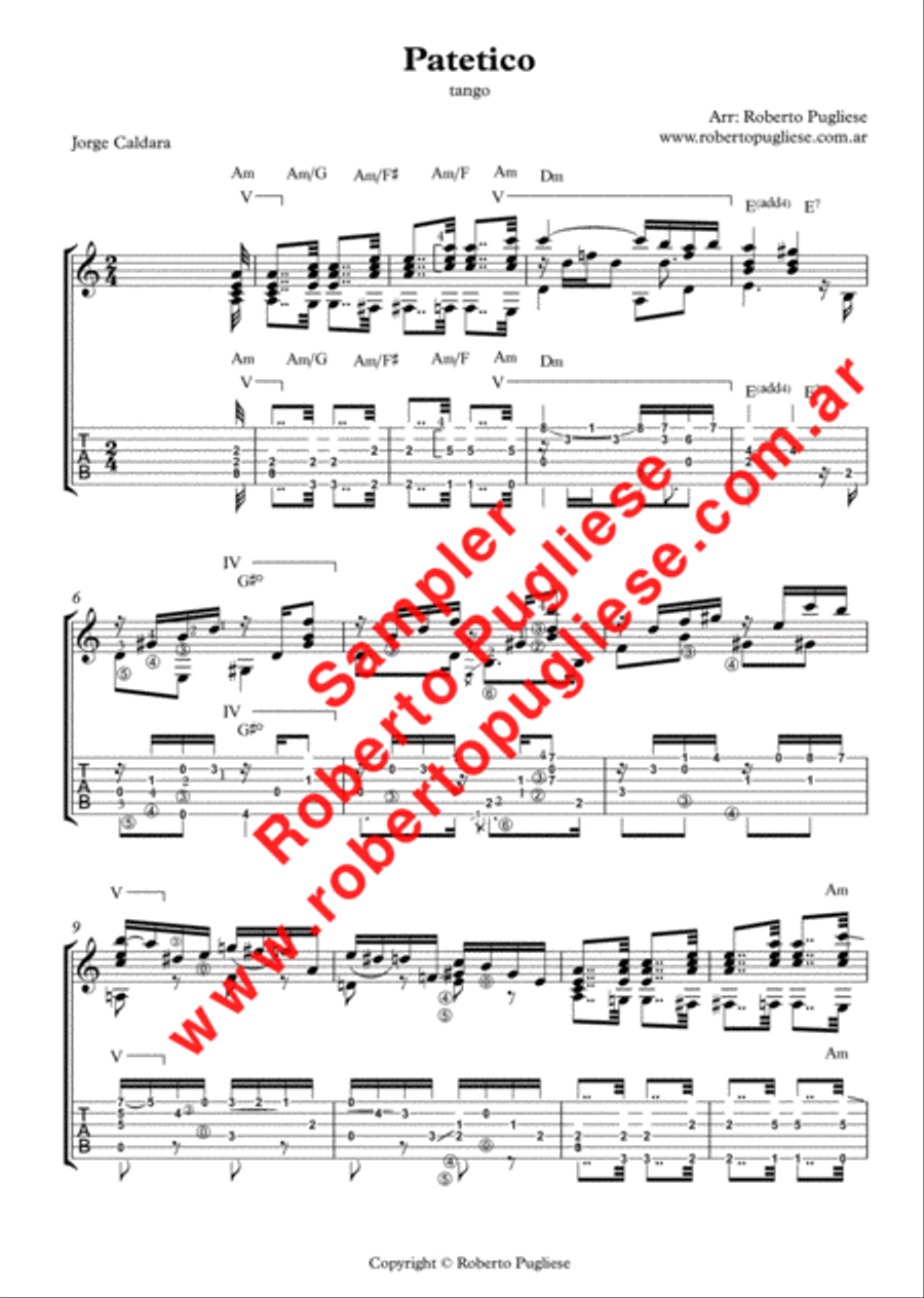 Patetico - tango guitar Classical Guitar scores gallery preview page 3