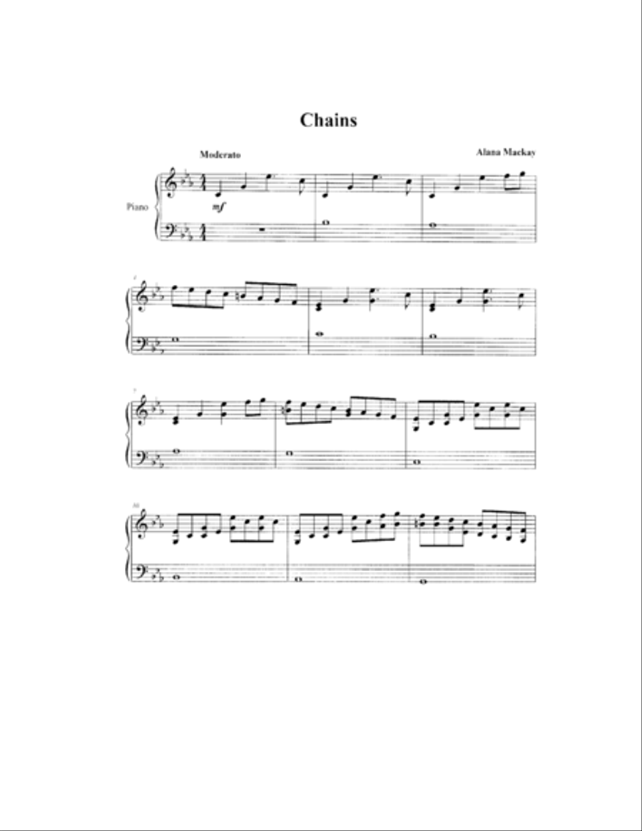 Chains Piano Solo scores gallery preview page 1