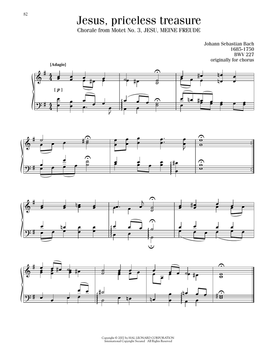Jesus, Priceless Treasure (Jesu, Meine Freude) Piano Solo scores gallery preview page 1
