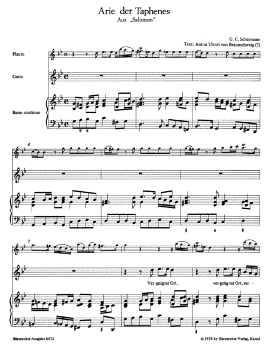 Sechs Arien aus Opern des Barock for High Voice, 1 or 2 Treble Recorders and Basso Continuo Bassoon scores gallery preview page 2