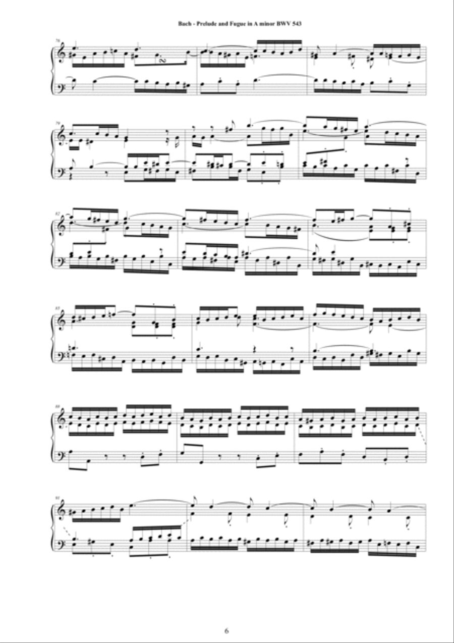 Bach - Prelude and Fugue in A minor BWV 543 for Harpsichord or Piano Harpsichord scores gallery preview page 6