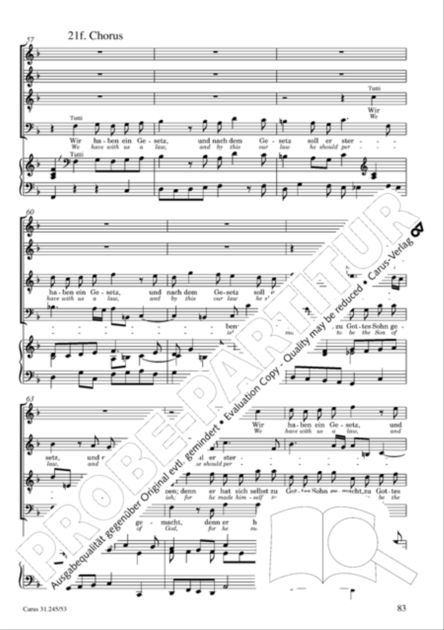 St. John Passion (Johannes-Passion) 4-Part scores gallery preview page 84