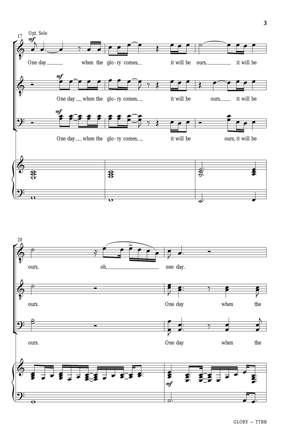 Glory (from Selma) (arr. Eugene Rogers) TTBB scores gallery preview page 3