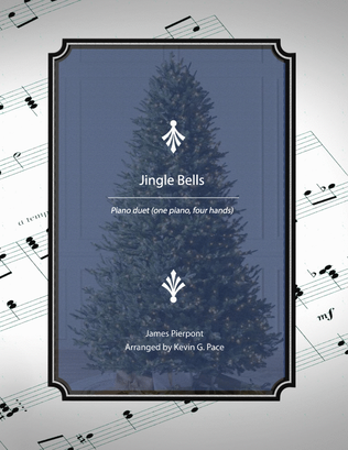 Book cover for Jingle Bells, advanced piano duet (one piano, four hands)