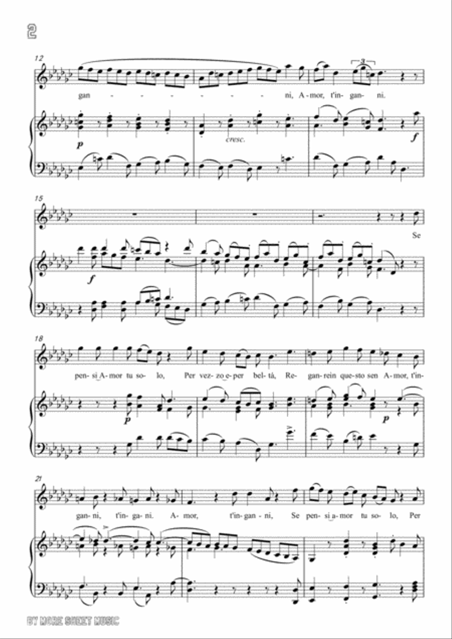 Handel-Se pensi amor in G flat Major,for Voice and Piano Voice Solo scores gallery preview page 4