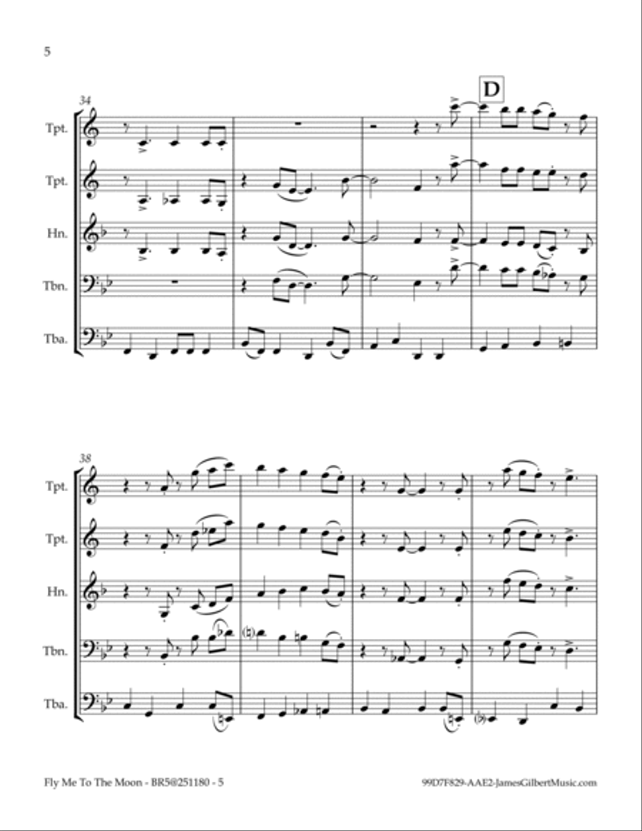 Fly Me To The Moon (in Other Words) Brass Ensemble scores gallery preview page 6