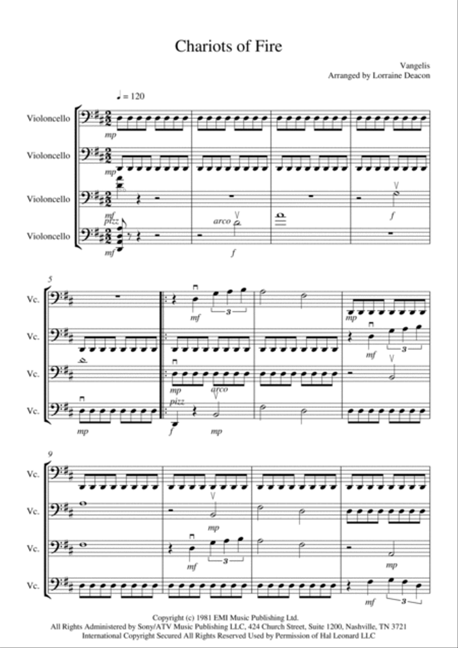 Chariots Of Fire from the Feature Film CHARIOTS OF FIRE String Quartet scores gallery preview page 2