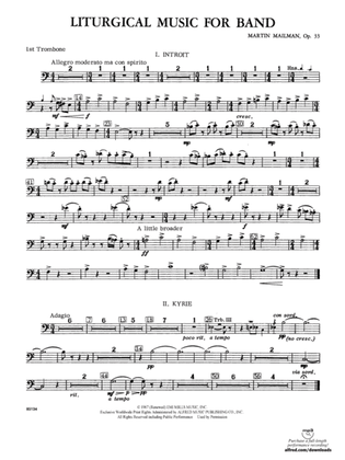 Liturgical Music for Band, Op. 33: 1st Trombone
