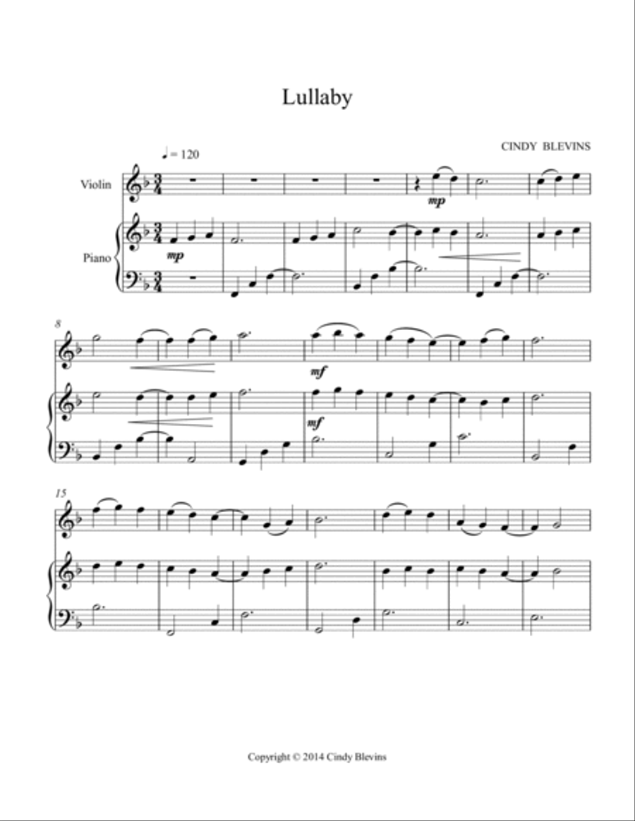Lullaby, for Piano and Violin Violin Solo scores gallery preview page 2
