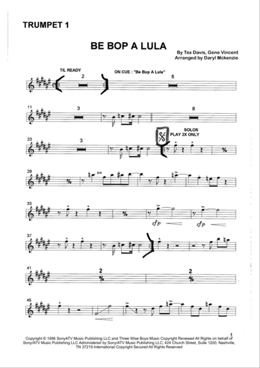 Be-bop-a-lula Tenor Saxophone scores gallery preview page 1