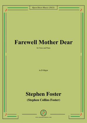 Book cover for S. Foster-Farewell Mother Dear,in D Major
