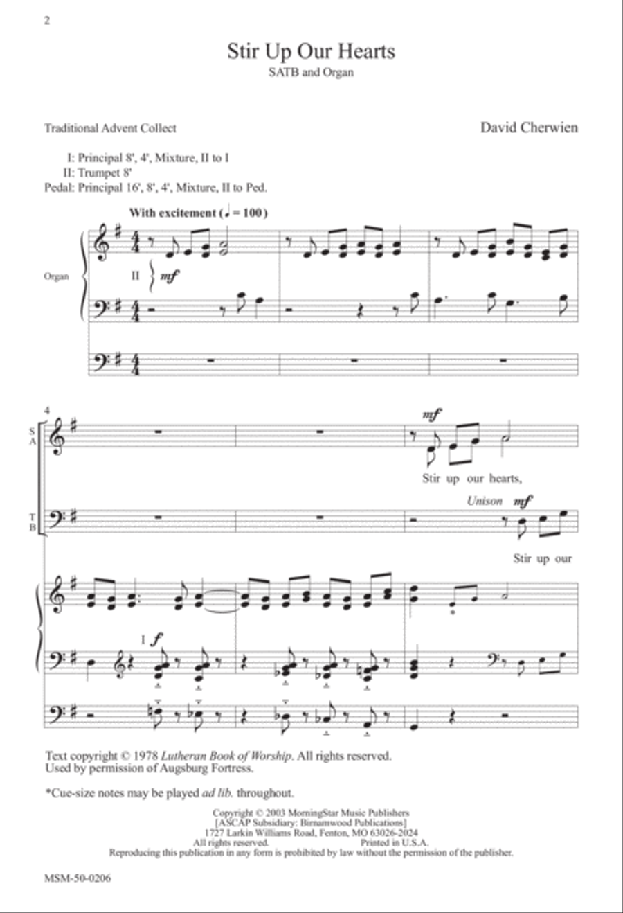 Stir Up Our Hearts 4-Part scores gallery preview page 1