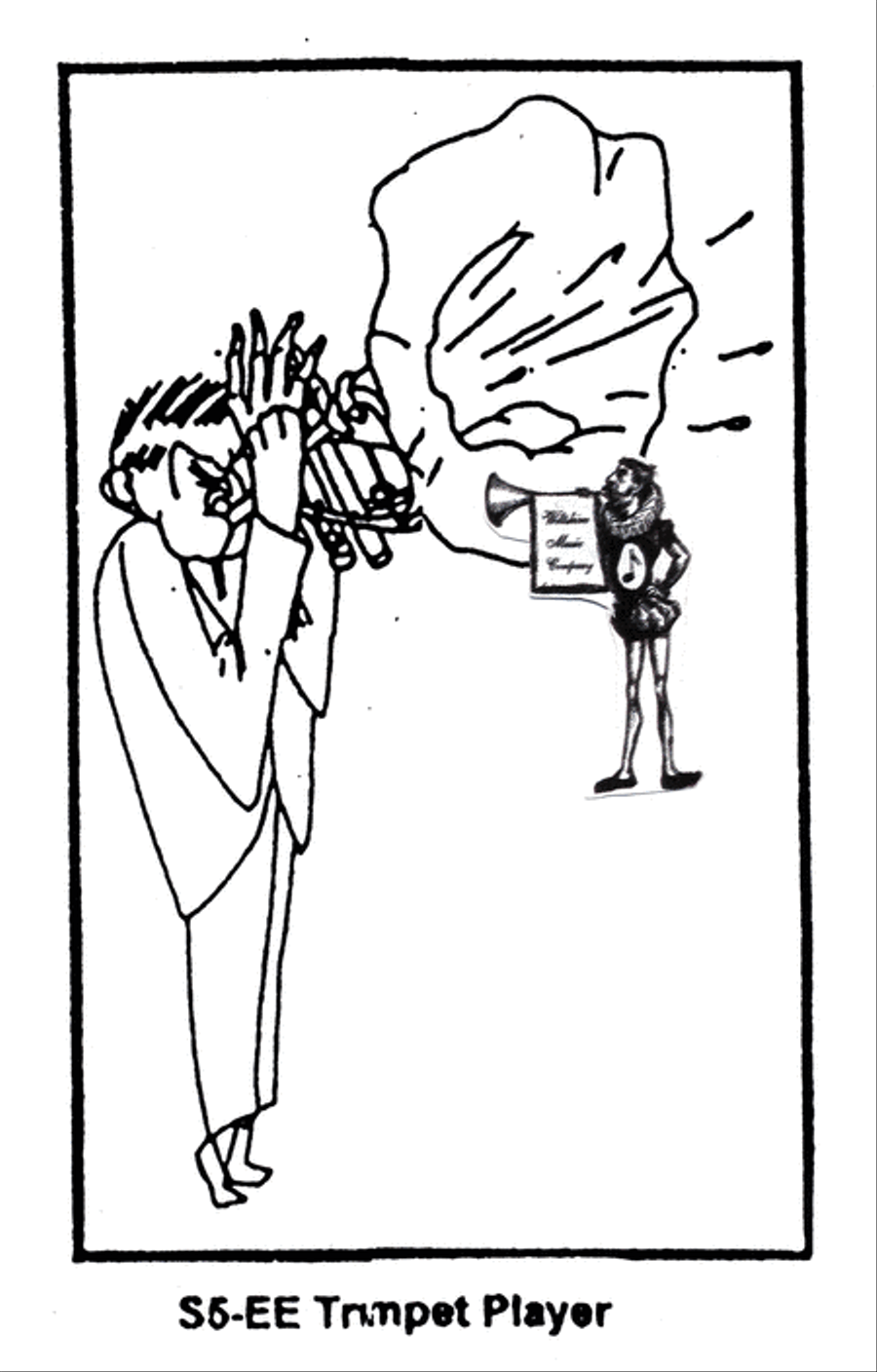 Pen & Ink Drawing of A Trumpet Player A Trumpet scores gallery preview page 1