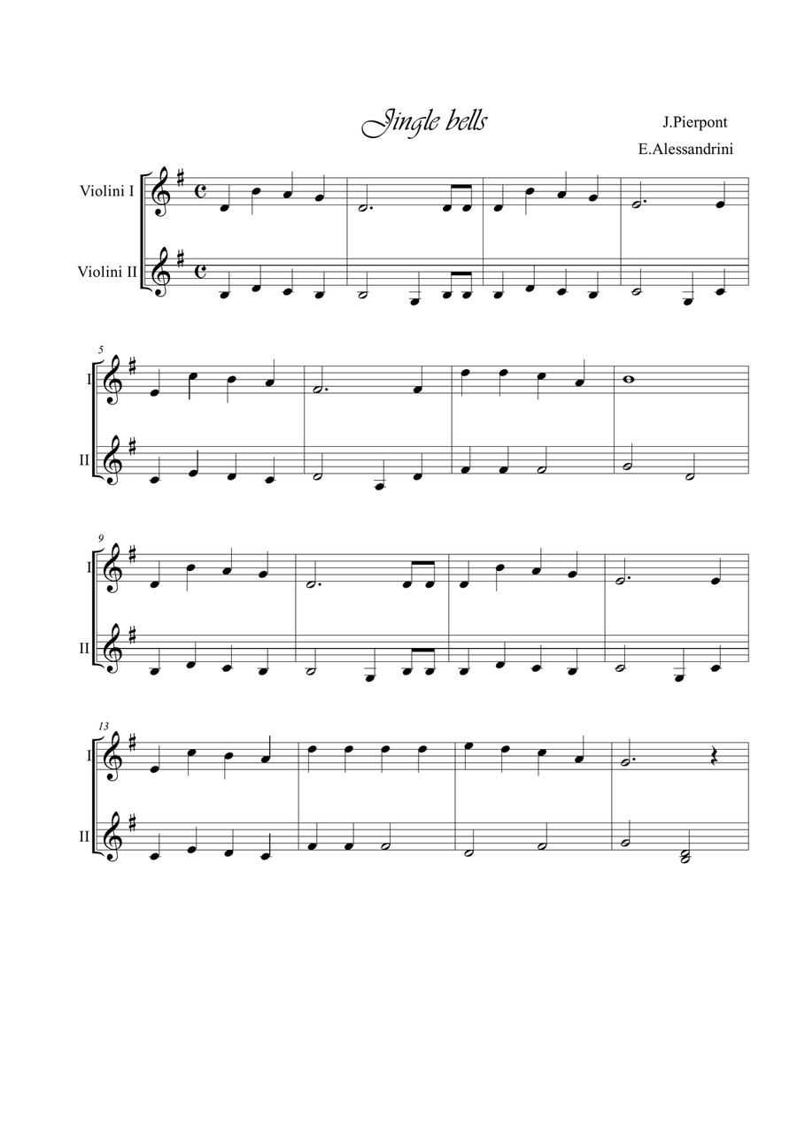 Jingle bells 2 violins Violin Solo scores gallery preview page 1