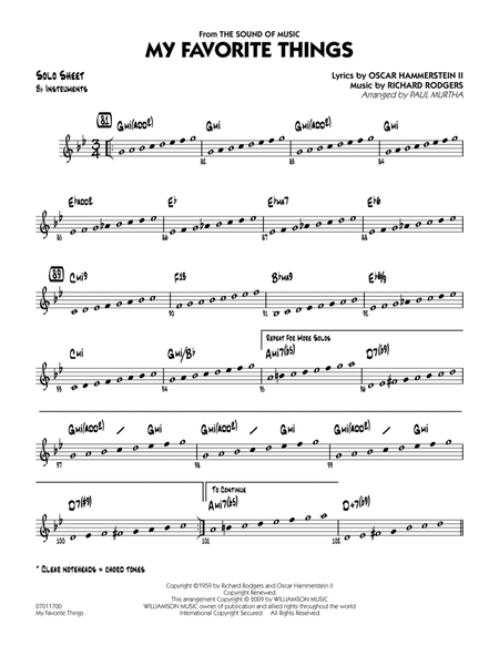 My Favorite Things - Bb Solo Sheet