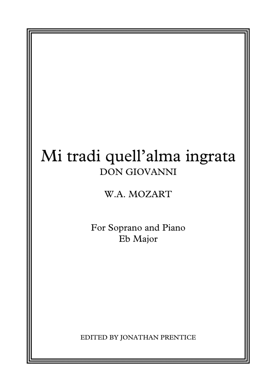 Mi tradi quell'alma ingrata - Don Giovanni (Eb Major) Soprano Voice scores gallery preview page 1